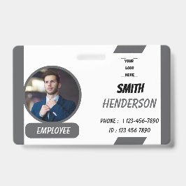 Crachá Custom Business Logo Employee Photo Blue ID Badge