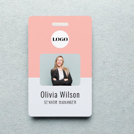 Crachá Custom Business Logo Employee Photo Blush Pink ID