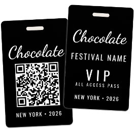 Crachá Custom Chocolate Festival Event QR Code VIP