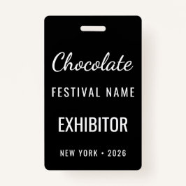 Crachá Custom Chocolate Festival QR Code Exibitor ID