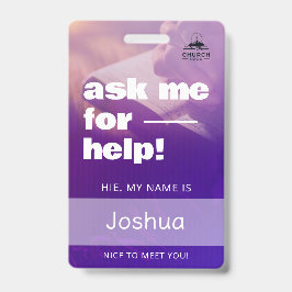 Crachá Custom Church Name Badge ID Template