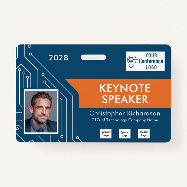 Crachá Custom Colors Technology Keynote Photo ID Badge (Frente)