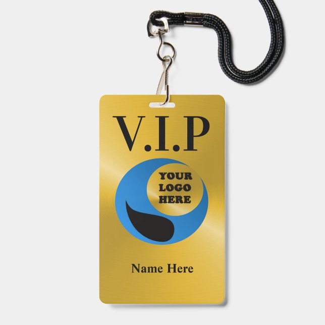 Crachá Custom Double Sided Laminated VIP Name Badge (Frente com cordão)