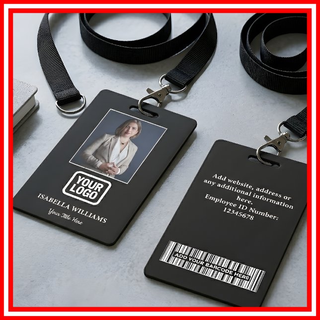 Crachá Custom Employee Photo, Barcode, Logo, Name Badge (Criador carregado)
