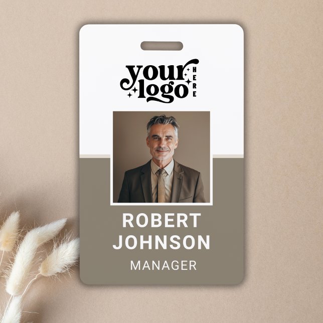 Crachá Custom Employee Photo Company Logo Modern Name  (Custom Employee Photo Company Logo Modern Name Badge)