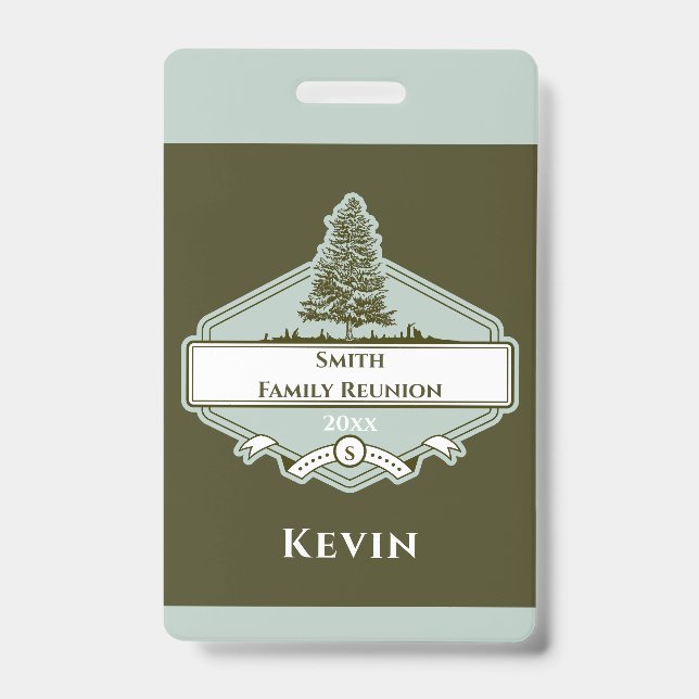 Crachá Custom Family Tree Logo Reunion Name Badge (Frente)
