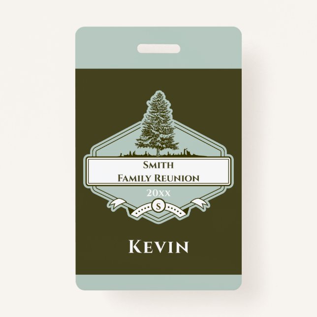 Crachá Custom Family Tree Logo Reunion Name Badge (Frente)