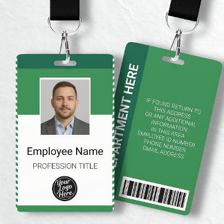 Crachá Custom Modern Green Employee Identification ID