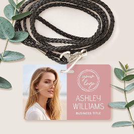 Crachá Custom Photo Company Logo Name Employee Pink ID