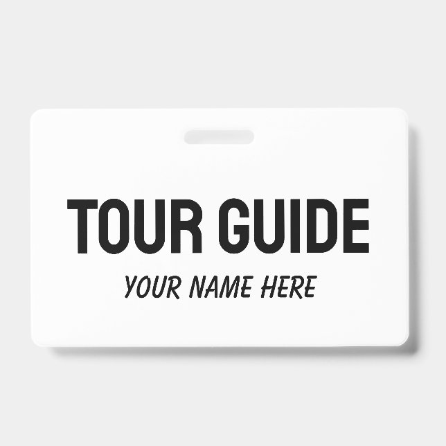 Crachá Custom tour guide name badge with clip or string (Frente)