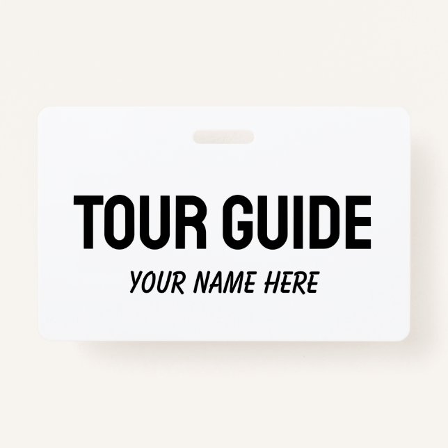 Crachá Custom tour guide name badge with clip or string (Frente)