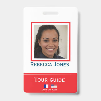 Crachá Custom tour guide photo name langage badge ID card