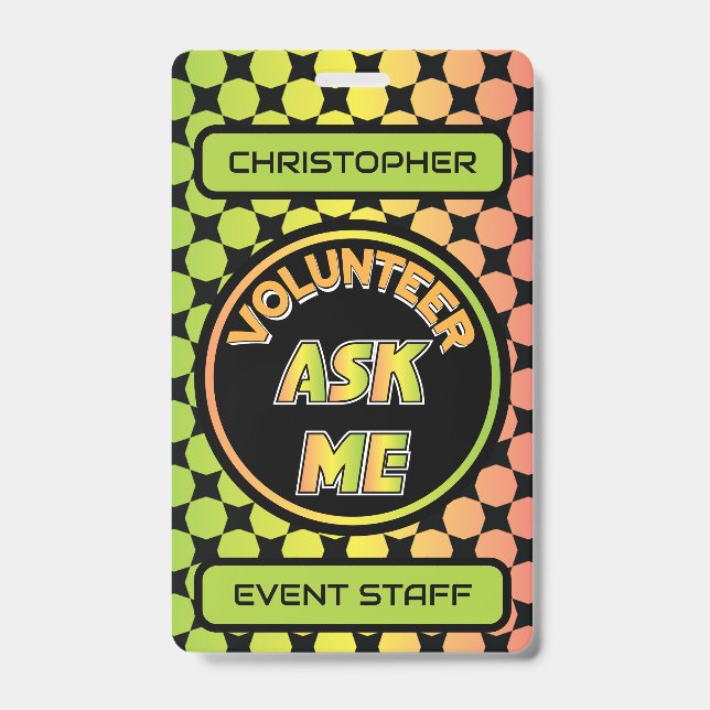 Crachá Custom Volunteer Event Staff Badge (Frente)