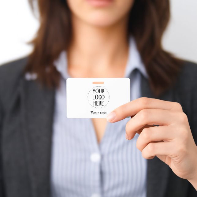 Crachá Customize Your Black White company logo and text (Apresentado)