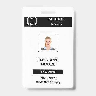 Crachá Customized black ID badge for teachers