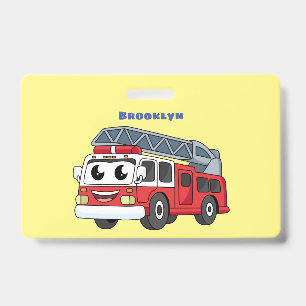 Crachá Cute caminhão de bombeiros cartoon feliz