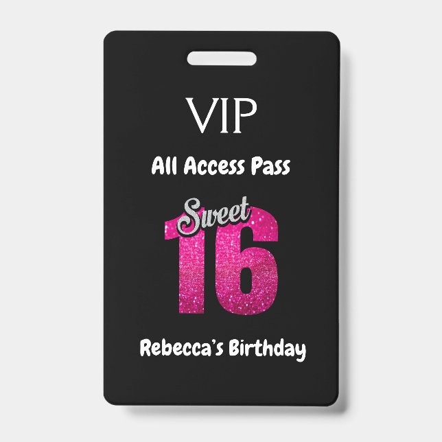 Crachá Cute Passaporte de Acesso Total VIP de Aniversário (Frente)