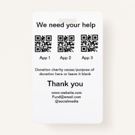 Crachá Dação Coleção de Dons jar adicionar seu nome q r c