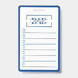 Crachá Dad Modern Blue Monogram To Do List