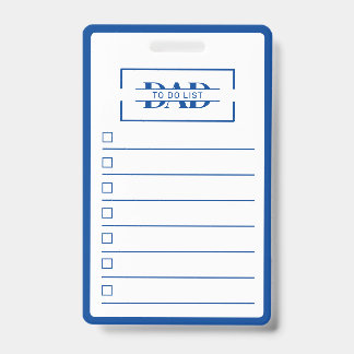 Crachá Dad Modern Blue Monogram To Do List