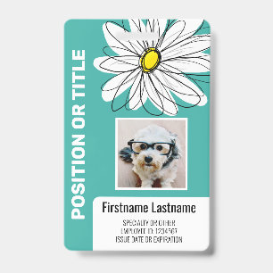 Crachá Daisy Moderna com Foto, logotipo do funcionário ID