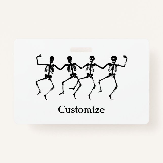 Crachá Dançando esqueletos no Halloween (Frente)