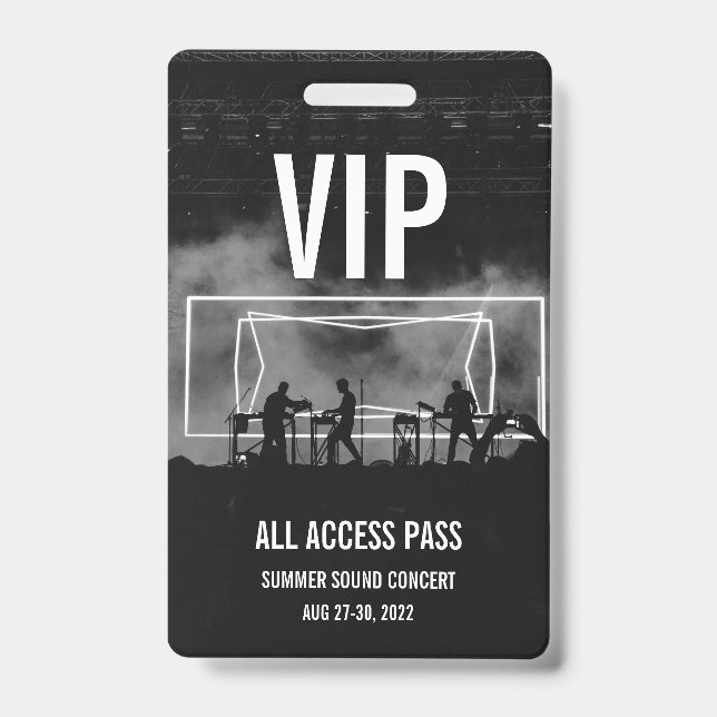 Crachá de Acesso Total Personalizado VIP para Conc (Frente)