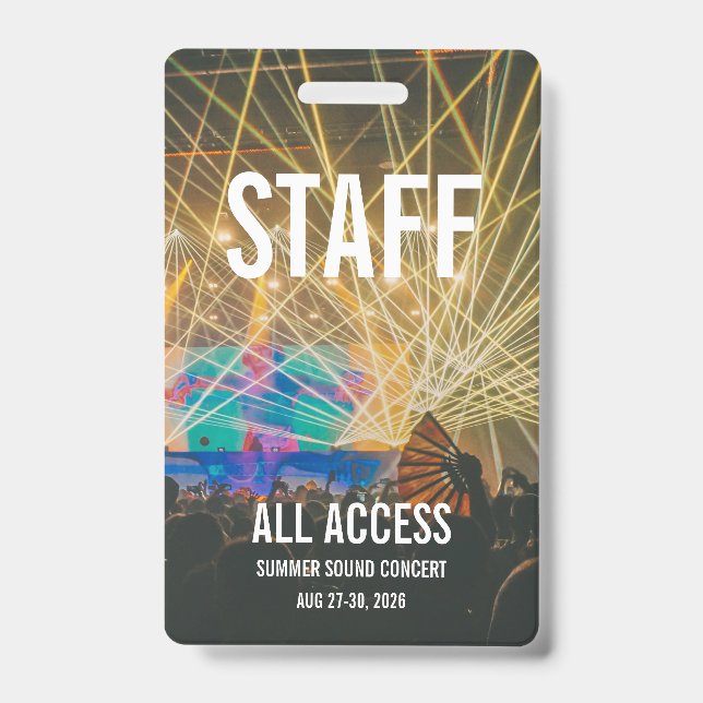 Crachá de Acesso Total Personalizado VIP para Conc (Frente)