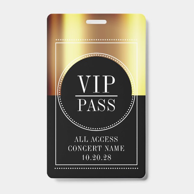 Crachá de Acesso Total VIP Personalizado para Show (Frente)