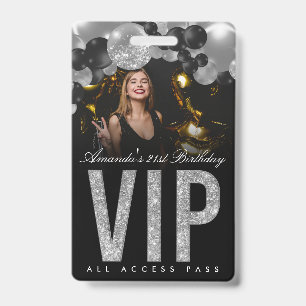 Crachá de Acesso Total VIP Personalizável Preto e 