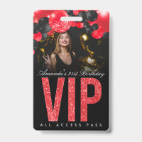 Crachá de Acesso Total VIP Personalizável Preto e