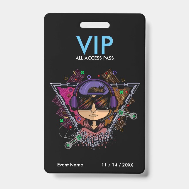 Crachá de Acesso VIP Gamer Boy (Frente)