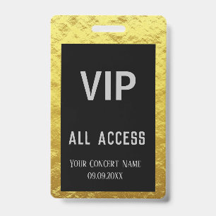 Crachá de Acesso VIP Preto Personalizado Moderno