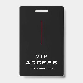 Crachá de Acesso VIP Vermelho Preto e Branco