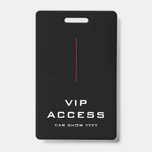 Crachá de Acesso VIP Vermelho Preto e Branco