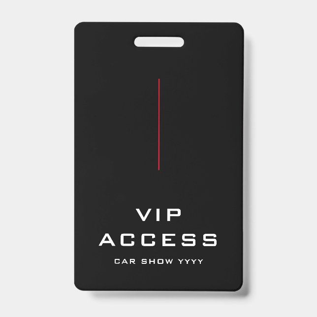 Crachá de Acesso VIP Vermelho Preto e Branco (Frente)