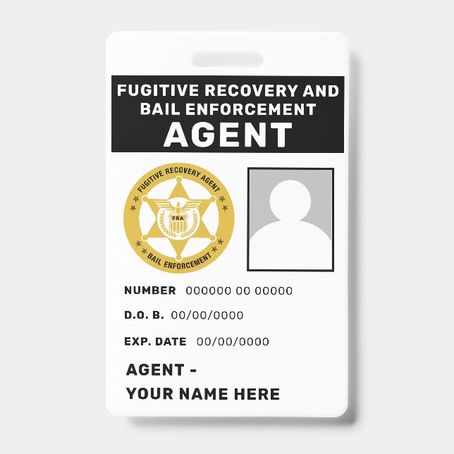 Crachá de AGENTE DE RECUPERAÇÃO DE FUGITIVOS E FIS (Frente)