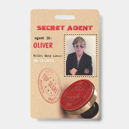 Crachá de Agente Secreto da Festa de Espionagem