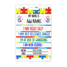 Crachá de Alerta de Autismo Não Verbal