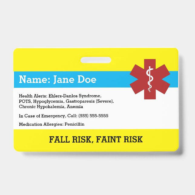 Crachá de Alerta Médico (Front)