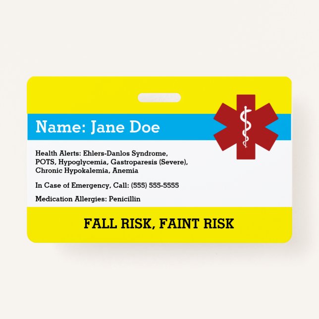 Crachá de Alerta Médico (Frente)