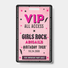 Crachá de Aniversário VIP Girls Rock