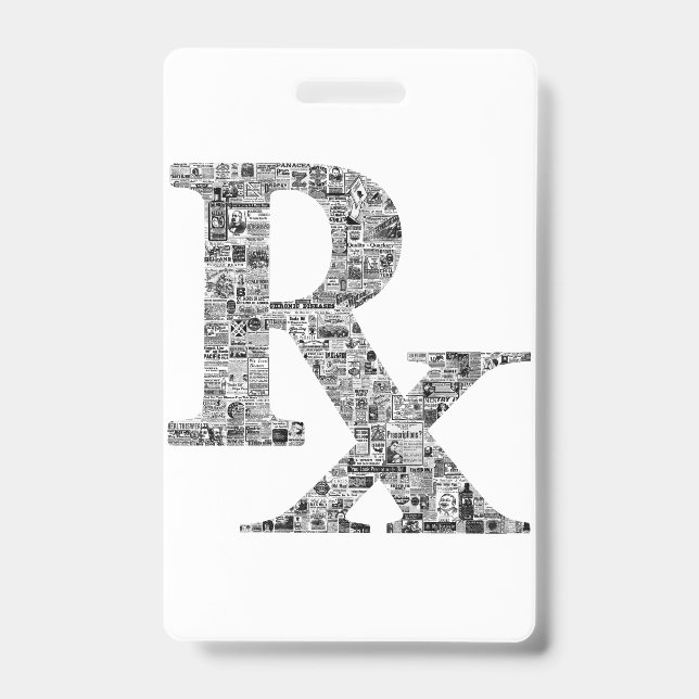 crachá de anúncios de vintagem de farmácia Rx (Frente)
