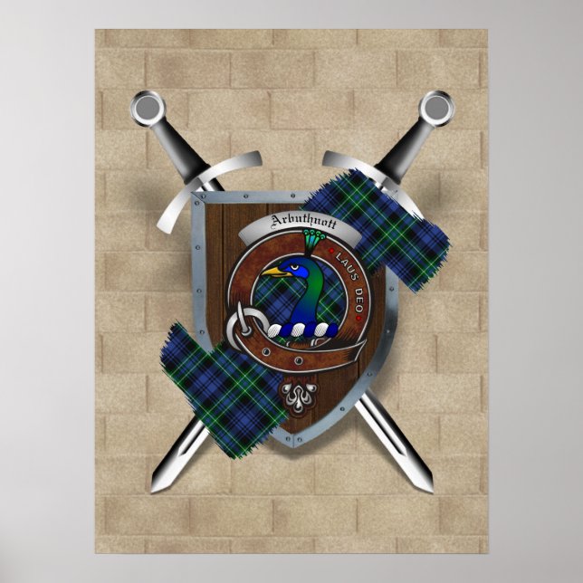 Crachá de Arbuthnott Clan Swords cruzadas Poster d (Frente)