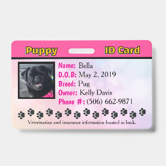 Crachá de cartão de identificação de cachorro - Ro