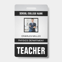Crachá de cartão de identificação de professor