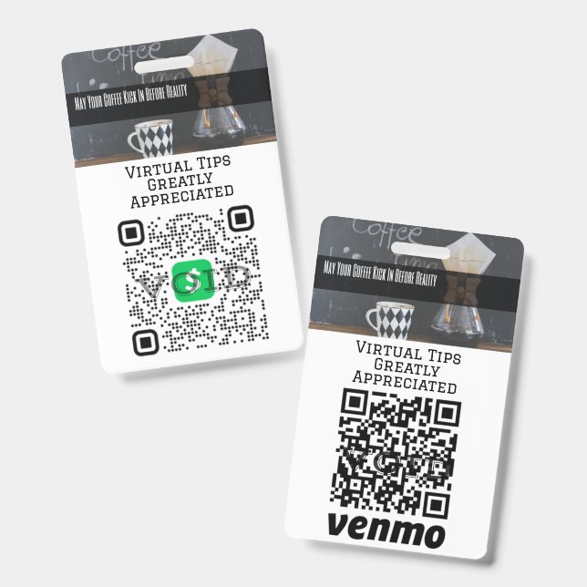 Crachá de Código QR de Dica Sem Casca Virtual (Frente e verso)