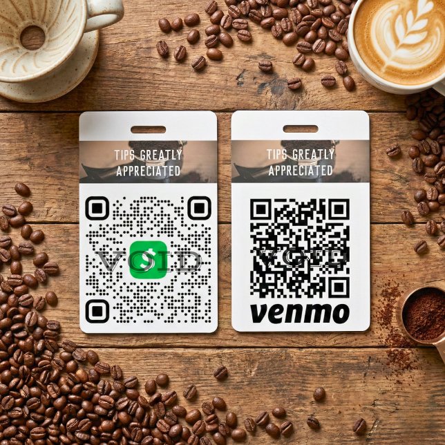 Crachá de Código QR Personalizado de Dica Sem Casc (Cashless Tipping Personalized QR Code Badge)