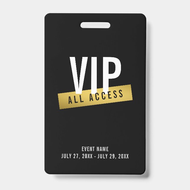 Crachá de Concertação de Acesso Dourado VIP (Frente)