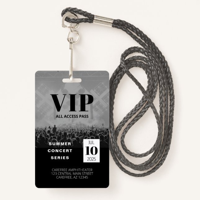 Crachá de Concertação de Acesso Total VIP Personal (Frente com cordão)